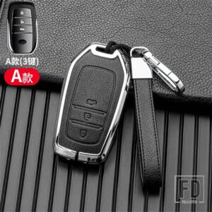 トヨタ 金属キーカバーケースシェル ハイラックスフォーチュナーランドクルーザーカムリコララクラウン RAV4 ハイランドインテリアアクセサリー - Silver black Key B