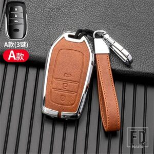 トヨタ 金属キーカバーケースシェル ハイラックスフォーチュナーランドクルーザーカムリコララクラウン RAV4 ハイランドインテリアアクセサリー - Silver brown Key B