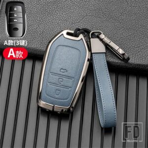 トヨタ 金属キーカバーケースシェル ハイラックスフォーチュナーランドクルーザーカムリコララクラウン RAV4 ハイランドインテリアアクセサリー - Grey Blue Key B