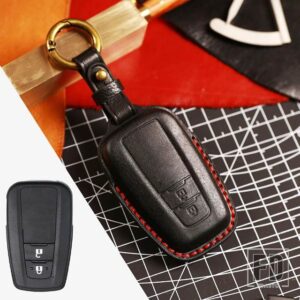 トヨタ レザースマートキーレスリモートキーフォブケースカバーシェルキーホルダー カムリ RAV4 アバロン C-HR プリウスカローラ 2018 2019 20 - 2 Btn Black Key A