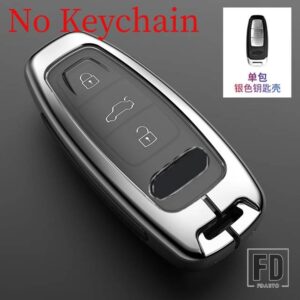 アウディ 新合金 + TPU 車リモートキーケースカバーシェル A6 A7 A8 E-TRON Q5 Q8 C8 D5 キーレスホルダー FOB カーアクセサリー - silver-shell