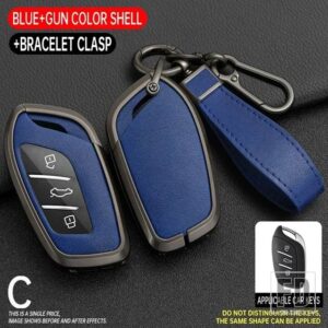 合金 + PU レザーキーケースカバー SAIC MG ZS EV MG6 MG4 EZS HS EHS 2019 2020 栄威 RX5 I6 I5 RX3 RX8 ERX5 MG5 - Grey Blue 1 PC