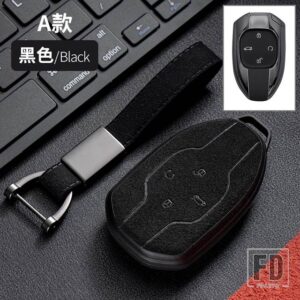 スエードレザー + TPU キーケースキーカバー TRUMPCHI GAC 2021 EMPOW J11-J15 J16 GS8 2023 カーアクセサリーキーチェーン - Black