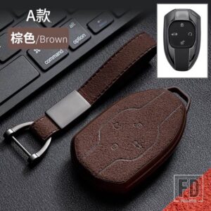 スエードレザー + TPU キーケースキーカバー TRUMPCHI GAC 2021 EMPOW J11-J15 J16 GS8 2023 カーアクセサリーキーチェーン - Brown