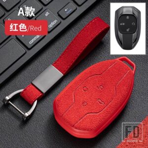 スエードレザー + TPU キーケースキーカバー TRUMPCHI GAC 2021 EMPOW J11-J15 J16 GS8 2023 カーアクセサリーキーチェーン - Red