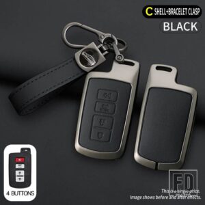 トヨタ カムリカローラ RAV4 ハイランダーアバロン 2015-2017 4ボタン キーケースカバースマートコントロールプロテクターシェルホルダー - Black 1 pc