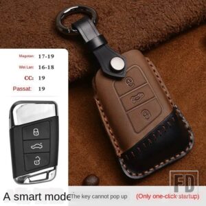 VW クレイジーホースレザーキーケース TAYRON LAVIDA SAGITAR ティグアン MAGOTAN パサートリモートカバーアクセサリー - A Brown