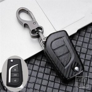 トヨタ 2/3ボタン財投カーボン ABS キーケース FOB オーリスカローラアベンシスヴァーソヤリスアイゴサイオン TC IM カムリ RAV4 FORTURNER - 3 Buttons