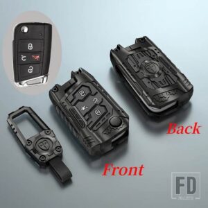 VW 4ボタン 合金キーケースカバーシェル ゴルフ 7 MK7 ティグアン MK2 シート ATECA レオン FR イビサシュコダオクタビア KODIAQ - Black Type