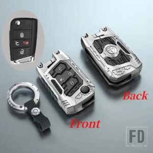 VW 4ボタン 合金キーケースカバーシェル ゴルフ 7 MK7 ティグアン MK2 シート ATECA レオン FR イビサシュコダオクタビア KODIAQ - Silver Type 1