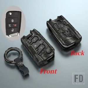 VW 4ボタン 合金キーケースカバーシェル ゴルフ 7 MK7 ティグアン MK2 シート ATECA レオン FR イビサシュコダオクタビア KODIAQ - Black Type 1