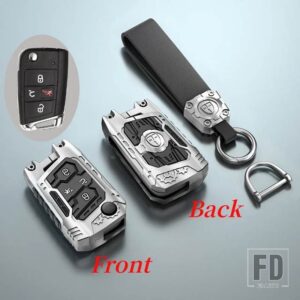 VW 4ボタン 合金キーケースカバーシェル ゴルフ 7 MK7 ティグアン MK2 シート ATECA レオン FR イビサシュコダオクタビア KODIAQ - Silver