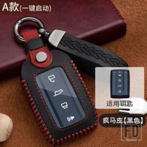 革キーケースカバー FOB 2021 タンク 300 タンク 500 リングキーホルダーカーアクセサリープロテクター - Black