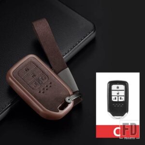 ホンダ 車リモートキーフォブカバーケースホルダー アコードシビック 2018 2019 オデッセイ CRV パイロット HRV ヴェゼル市キーレスエントリー - C Brown