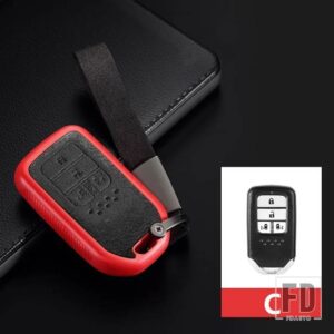 ホンダ 車リモートキーフォブカバーケースホルダー アコードシビック 2018 2019 オデッセイ CRV パイロット HRV ヴェゼル市キーレスエントリー - C RED