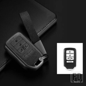 ホンダ TPU + レザーキーレスキーケースカバー ステップワゴンオデッセイフリードエリシオン MPV シビックアコードパイロット CRV 2015-2018 - J-black
