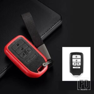 ホンダ TPU + レザーキーレスキーケースカバー ステップワゴンオデッセイフリードエリシオン MPV シビックアコードパイロット CRV 2015-2018 - J-red