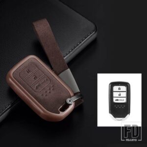 ホンダ TPU + レザーキーレスキーケースカバー ステップワゴンオデッセイフリードエリシオン MPV シビックアコードパイロット CRV 2015-2018 - I-brown