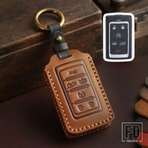 ジープ 革キーケースカバーワゴニア 2021-2022 グランドチェロキー L 2020-23 キーホルダーカーアクセサリー - 6 Buttons Brown