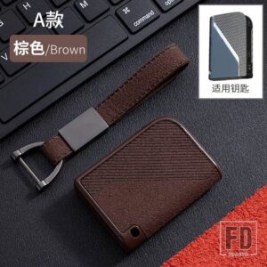 TPU + スエードファーレザーキーケースカバー LYNK CO 05 01 02 03 06 リモートリモートキープロテクターホルダー自動 - Brown
