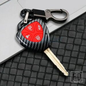トヨタ カーボン ABS キーケースリモートシェル FOB カバー カローラヤリスカムリ RAV4 - Type D Red