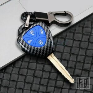 トヨタ カーボン ABS キーケースリモートシェル FOB カバー カローラヤリスカムリ RAV4 - Type D Blue