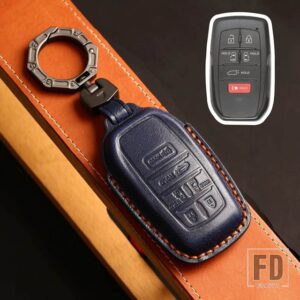 トヨタ 5 6 ボタン手作り革キー FOB ケースカバー シエナ 2021 2022 キーホルダーカーアクセサリー - 6 Buttons Blue B