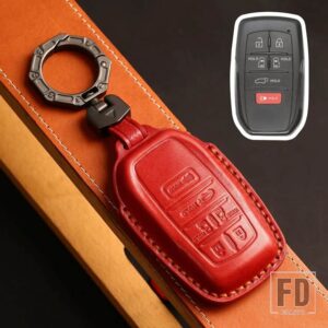 トヨタ 5 6 ボタン手作り革キー FOB ケースカバー シエナ 2021 2022 キーホルダーカーアクセサリー - 6 Buttons Red B