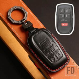 トヨタ 5 6 ボタン手作り革キー FOB ケースカバー シエナ 2021 2022 キーホルダーカーアクセサリー - 6 Buttons Black B