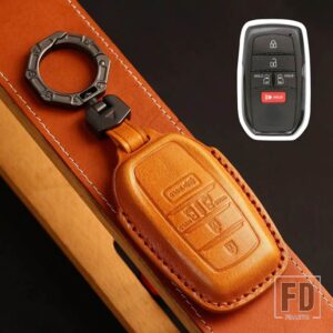 トヨタ 5 6 ボタン手作り革キー FOB ケースカバー シエナ 2021 2022 キーホルダーカーアクセサリー - 5 Buttons Brown A