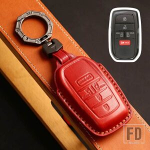 トヨタ 5 6 ボタン手作り革キー FOB ケースカバー シエナ 2021 2022 キーホルダーカーアクセサリー - 5 Buttons Red A