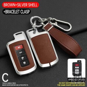トヨタ 合金車リモートキーケースカバーシェル カローラカムリ RAV4 ハイランダーオーリス CHR アバロンランドクルーザーホルダー FOB キーレス - Silver Brown