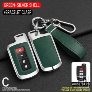 トヨタ 合金車リモートキーケースカバーシェル カローラカムリ RAV4 ハイランダーオーリス CHR アバロンランドクルーザーホルダー FOB キーレス - Silver Green