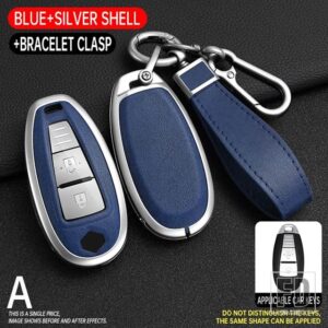 スズキ 金属 + TPU キーカバーケースバッグ バレーノエルティガ CIAZ イグニスキザシスイフト SX4 S-クロス VITARS プロテクターキーホルダー - Silver Blue