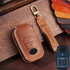 トヨタ ダイハツ 2 3ボタン革キーカバーケーススキンシェルホルダー RAIZE ロッキー FOB キーホルダーアクセサリー - 3 Buttons Brown