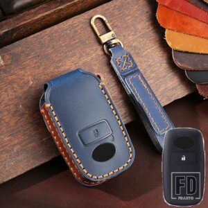 トヨタ ダイハツ 2 3ボタン革キーカバーケーススキンシェルホルダー RAIZE ロッキー FOB キーホルダーアクセサリー - 2 Buttons Blue