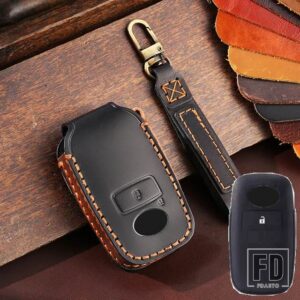 トヨタ ダイハツ 2 3ボタン革キーカバーケーススキンシェルホルダー RAIZE ロッキー FOB キーホルダーアクセサリー - 2 Buttons Black