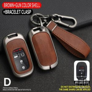 ホンダ シビックアコード HR-V CR-V CRV 2022 2023 5ボタン自動シェル FOB ホルダー合金キーケースカバーキーホルダーアクセサリー - Grey Brown