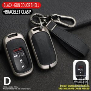 ホンダ シビックアコード HR-V CR-V CRV 2022 2023 5ボタン自動シェル FOB ホルダー合金キーケースカバーキーホルダーアクセサリー - Grey Black