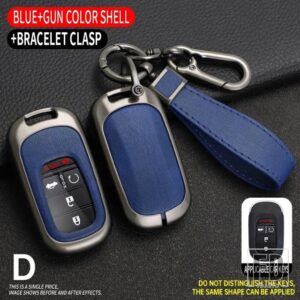 ホンダ シビックアコード HR-V CR-V CRV 2022 2023 5ボタン自動シェル FOB ホルダー合金キーケースカバーキーホルダーアクセサリー - Grey Blue