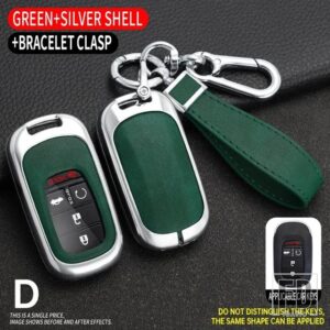 ホンダ シビックアコード HR-V CR-V CRV 2022 2023 5ボタン自動シェル FOB ホルダー合金キーケースカバーキーホルダーアクセサリー - Silver Green