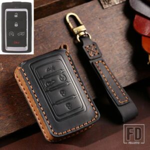 ジープ 3/5/6 ボタン革キーケーススマートリモートキーカバーグランドチェロキーワゴニア 2021 2022 アクセサリー - 5 Btn Black