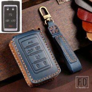 ジープ 3/5/6 ボタン革キーケーススマートリモートキーカバーグランドチェロキーワゴニア 2021 2022 アクセサリー - 6 Btn Blue