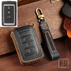 ジープ 3/5/6 ボタン革キーケーススマートリモートキーカバーグランドチェロキーワゴニア 2021 2022 アクセサリー - 3 Btn Black