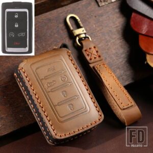 ジープ 3/5/6 ボタン革キーケーススマートリモートキーカバーグランドチェロキーワゴニア 2021 2022 アクセサリー - 5 Btn Brown