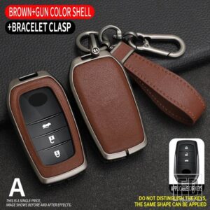 トヨタ 合金 + TPU キーケースカバーシェル 86 アルファードヴェルファイアプレビア RAV4 ハイラックスフォーチュナーランドクルーザー INNOVA - Grey Brown