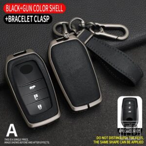 トヨタ 合金 + TPU キーケースカバーシェル 86 アルファードヴェルファイアプレビア RAV4 ハイラックスフォーチュナーランドクルーザー INNOVA - Grey Black