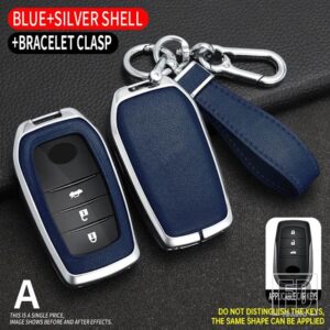 トヨタ 合金 + TPU キーケースカバーシェル 86 アルファードヴェルファイアプレビア RAV4 ハイラックスフォーチュナーランドクルーザー INNOVA - Silver Blue
