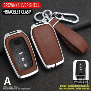 トヨタ 合金 + TPU キーケースカバーシェル 86 アルファードヴェルファイアプレビア RAV4 ハイラックスフォーチュナーランドクルーザー INNOVA - Silver Brown