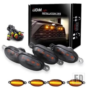 フォード 汎用 トヨタ カーフロントLEDグリルライトスモークアンバーホワイト12LEDグリルライトイーグルアイランプオフロードトランクSUV 12V用
